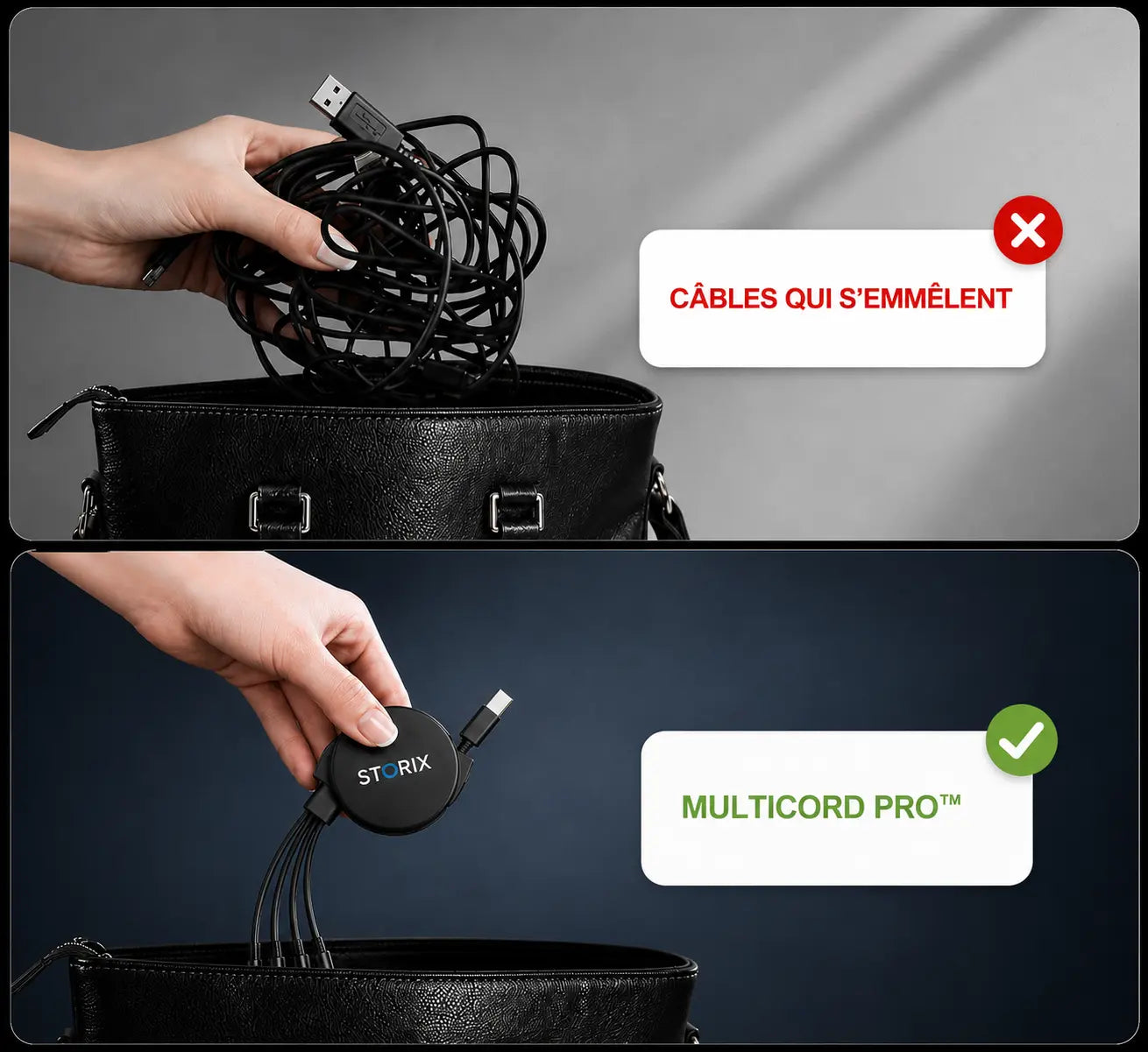MultiCord Pro™ — Câble de Charge Rapide 3-en-1 Rétractable